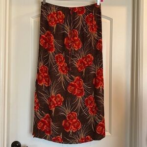 VTG Kathie Lee Floral Maxi Skirt Womens L Brown/Orange Floral career 90’s Y2K